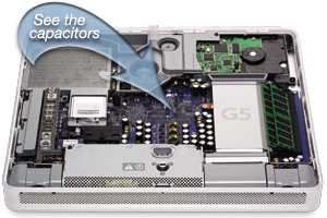 here are the locations of the capacitors in a 17" iMac. The 20" model is similar.